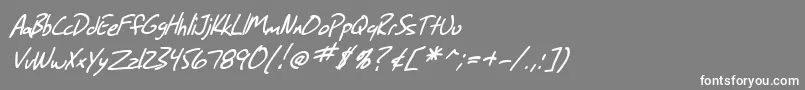 フォントSF Grunge Sans Italic – 灰色の背景に白い文字
