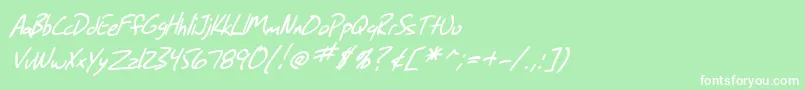 Шрифт SF Grunge Sans Italic – белые шрифты на зелёном фоне