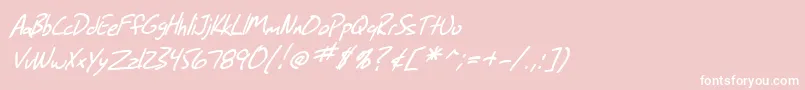 SF Grunge Sans Italic-Schriftart – Weiße Schriften auf rosa Hintergrund