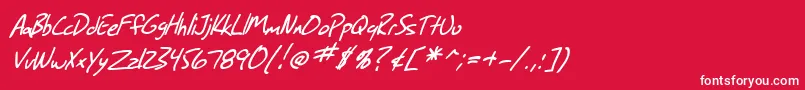 SF Grunge Sans Italic-fontti – valkoiset fontit punaisella taustalla
