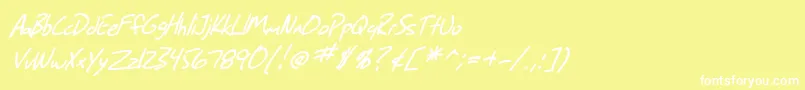 Шрифт SF Grunge Sans Italic – белые шрифты на жёлтом фоне