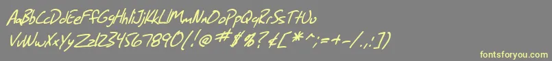 SF Grunge Sans Italic-Schriftart – Gelbe Schriften auf grauem Hintergrund
