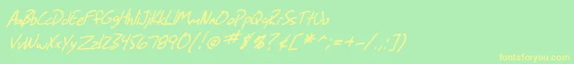 SF Grunge Sans Italic-Schriftart – Gelbe Schriften auf grünem Hintergrund