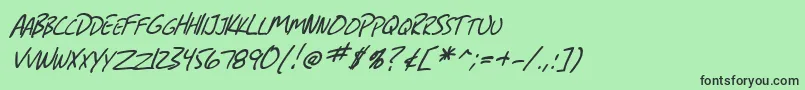 Fonte SF Grunge Sans SC Italic – fontes pretas em um fundo verde