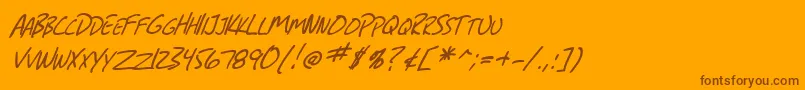 フォントSF Grunge Sans SC Italic – オレンジの背景に茶色のフォント