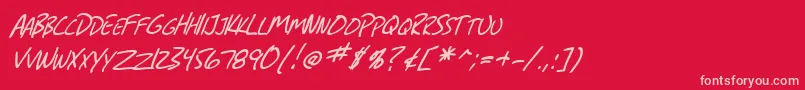 fuente SF Grunge Sans SC Italic – Fuentes Rosadas Sobre Fondo Rojo