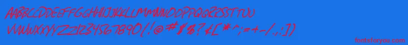 Czcionka SF Grunge Sans SC Italic – czerwone czcionki na niebieskim tle