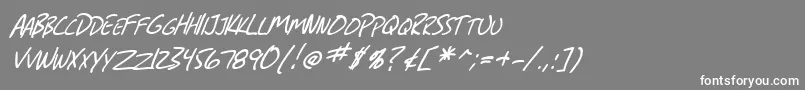 Fonte SF Grunge Sans SC Italic – fontes brancas em um fundo cinza