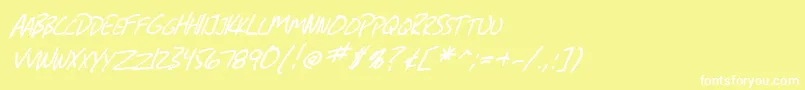 フォントSF Grunge Sans SC Italic – 黄色い背景に白い文字