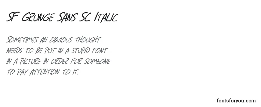 SF Grunge Sans SC Italic -fontin tarkastelu