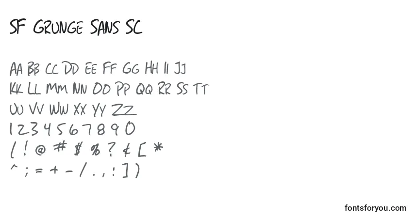 A fonte SF Grunge Sans SC – alfabeto, números, caracteres especiais