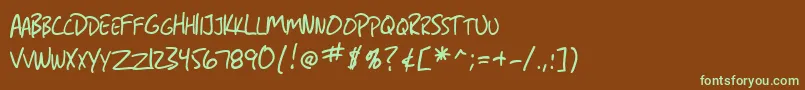 フォントSF Grunge Sans SC – 緑色の文字が茶色の背景にあります。