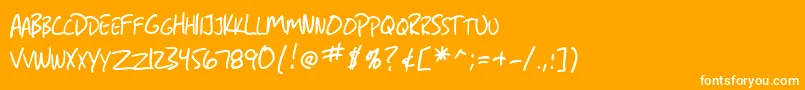 SF Grunge Sans SC-fontti – valkoiset fontit oranssilla taustalla