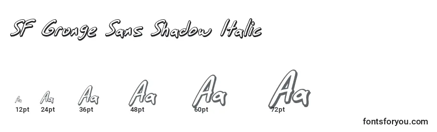 Größen der Schriftart SF Grunge Sans Shadow Italic