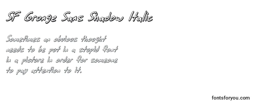 SF Grunge Sans Shadow Italic -fontin tarkastelu