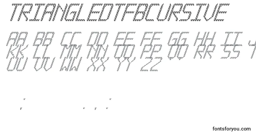 Шрифт TriangledTfbCursive – алфавит, цифры, специальные символы