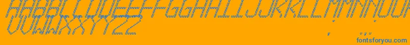 TriangledTfbCursive-Schriftart – Blaue Schriften auf orangefarbenem Hintergrund