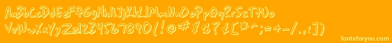 SF Grunge Sans Shadow-Schriftart – Gelbe Schriften auf orangefarbenem Hintergrund