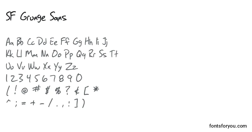 Шрифт SF Grunge Sans – алфавит, цифры, специальные символы