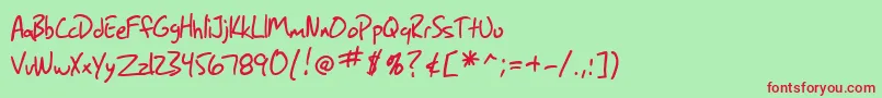 SF Grunge Sans Font – Red Fonts on Green Background