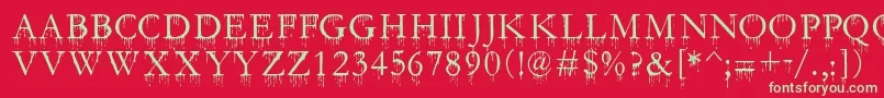 SF Gushing Meadow SC Font – Green Fonts on Red Background