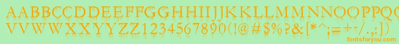 SF Gushing Meadow SC Font – Orange Fonts on Green Background