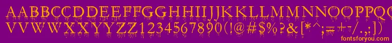 SF Gushing Meadow SC Font – Orange Fonts on Purple Background