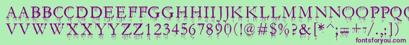 SF Gushing Meadow SC Font – Purple Fonts on Green Background