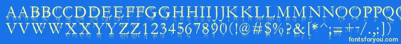 SF Gushing Meadow SC Font – Yellow Fonts on Blue Background