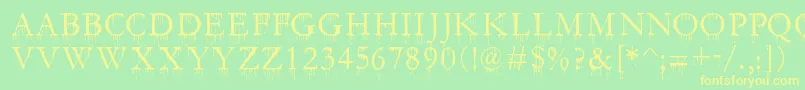 SF Gushing Meadow SC Font – Yellow Fonts on Green Background