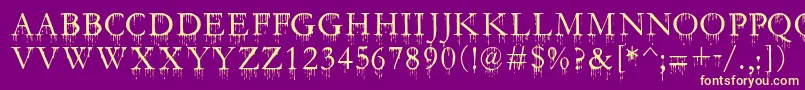 SF Gushing Meadow SC Font – Yellow Fonts on Purple Background