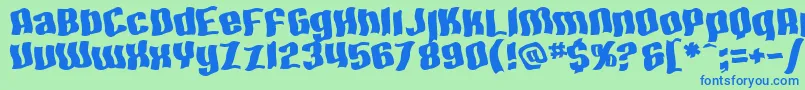 SF Hallucination Extreme Font – Blue Fonts on Green Background