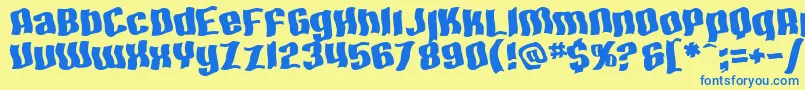 SF Hallucination Extreme Font – Blue Fonts on Yellow Background