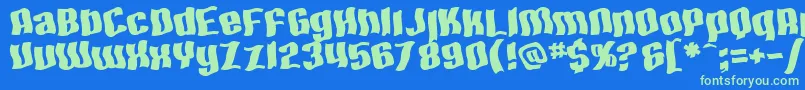 SF Hallucination Extreme Font – Green Fonts on Blue Background