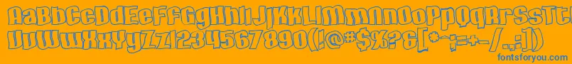 SF Hallucination Outline-Schriftart – Blaue Schriften auf orangefarbenem Hintergrund
