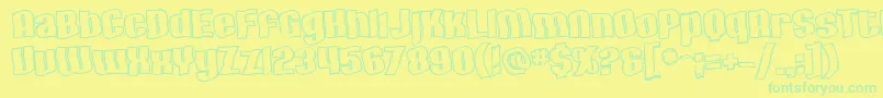 Police SF Hallucination Outline – polices vertes sur fond jaune