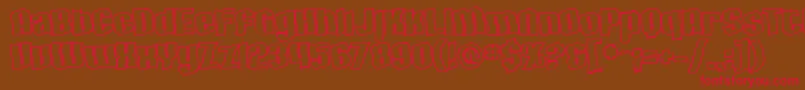 SF Hallucination Outline-Schriftart – Rote Schriften auf braunem Hintergrund
