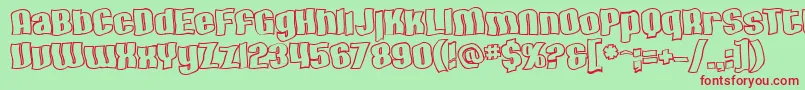 SF Hallucination Outline Font – Red Fonts on Green Background