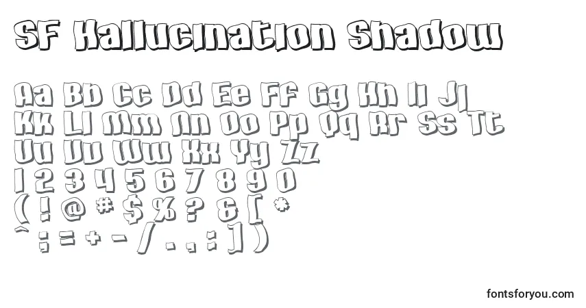 A fonte SF Hallucination Shadow – alfabeto, números, caracteres especiais