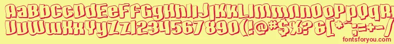 SF Hallucination Shadow Font – Red Fonts on Yellow Background