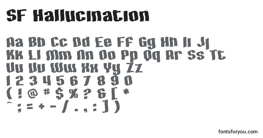 Czcionka SF Hallucination – alfabet, cyfry, specjalne znaki