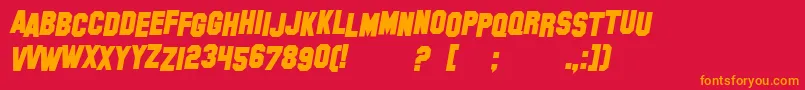 SF Hollywood Hills Bold Italic Font – Orange Fonts on Red Background