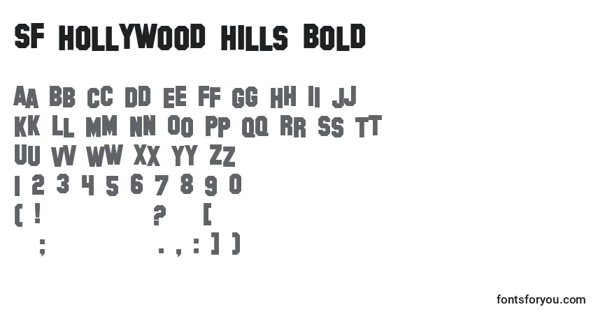 Шрифт SF Hollywood Hills Bold – алфавит, цифры, специальные символы