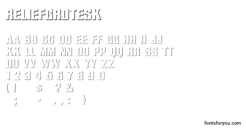 Шрифт ReliefGrotesk – алфавит, цифры, специальные символы