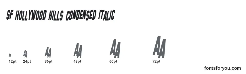 SF Hollywood Hills Condensed Italic Font Sizes