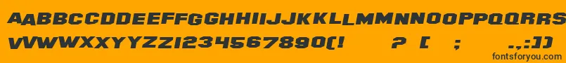 Czcionka SF Hollywood Hills Extended Italic – czarne czcionki na pomarańczowym tle
