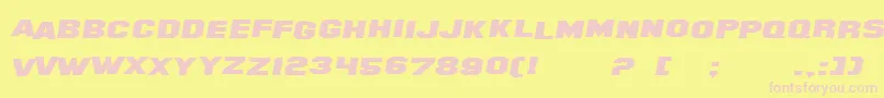 SF Hollywood Hills Extended Italic-fontti – vaaleanpunaiset fontit keltaisella taustalla