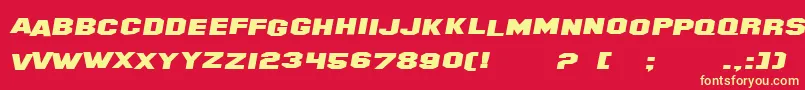 SF Hollywood Hills Extended Italic-fontti – keltaiset fontit punaisella taustalla