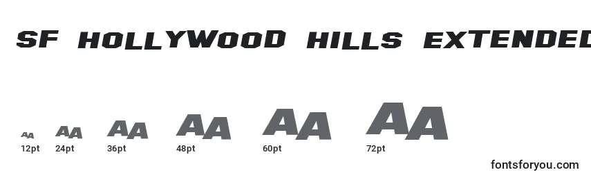 Tamanhos de fonte SF Hollywood Hills Extended Italic