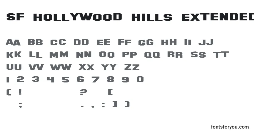 Fuente SF Hollywood Hills Extended - alfabeto, números, caracteres especiales
